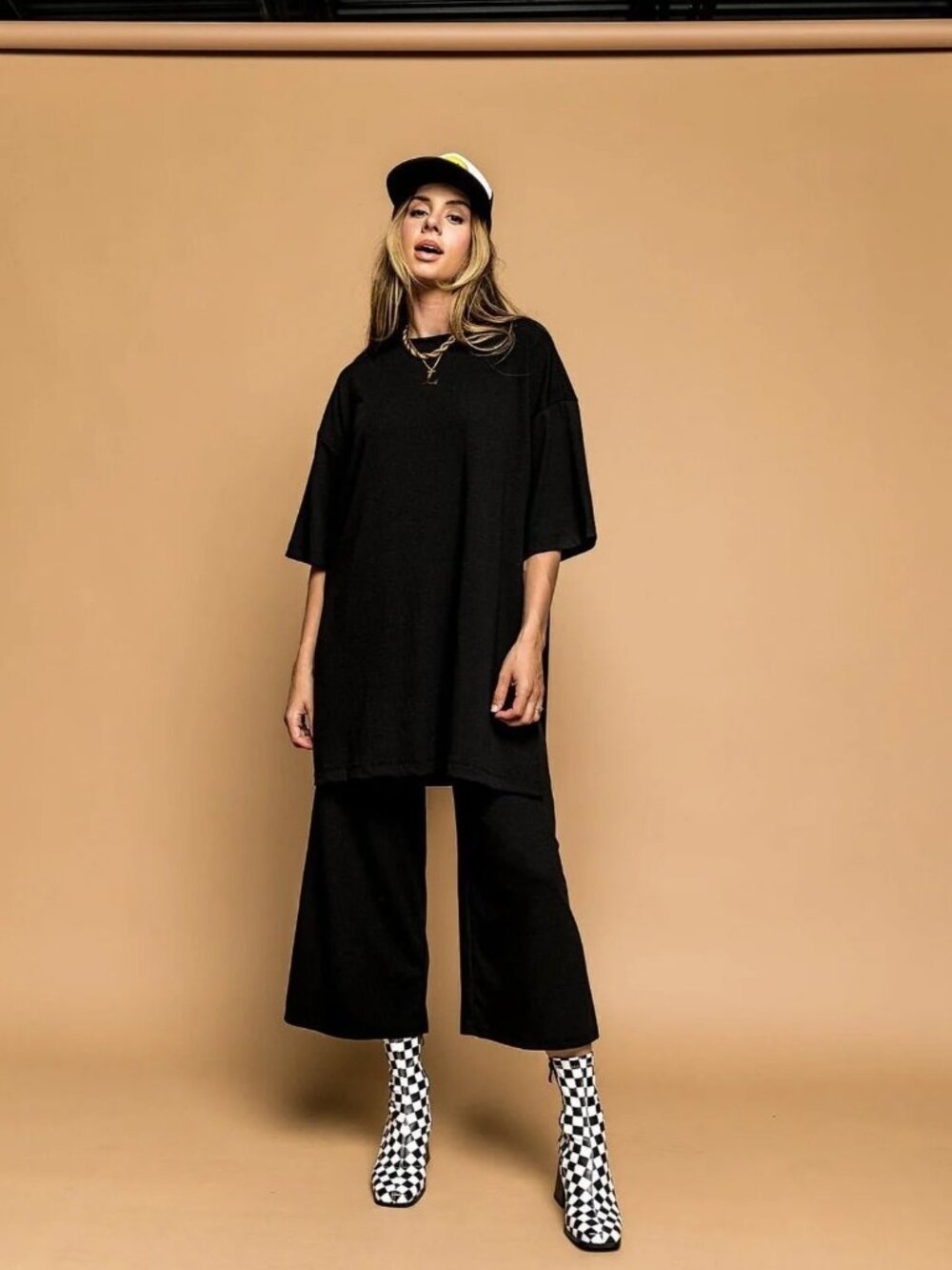 Dressed in lala Lex Ribbed Playsuit Set in Black